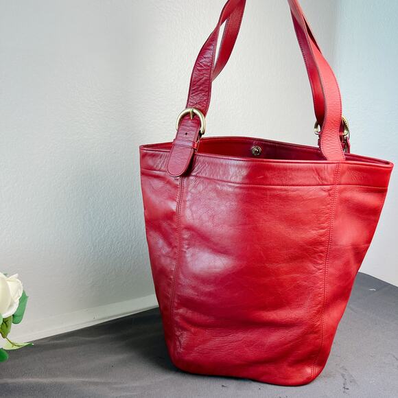 Coach Vintage Red Leather Soho Tote 4082 - Picture 4 of 10